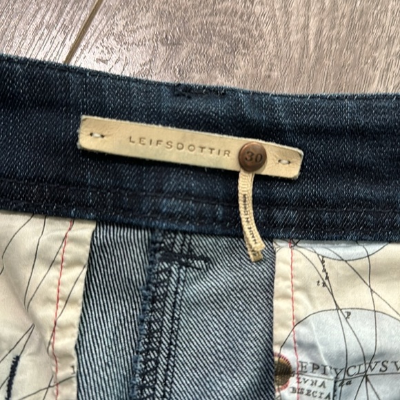 Anthropologie Leifsdottir dark denim jeans with lace up detail 30 - Picture 3 of 5
